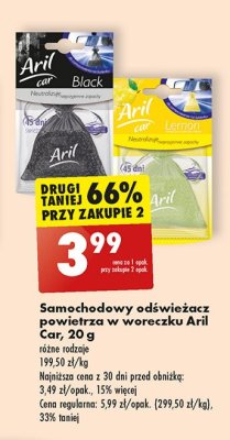 Odświeżacz samochodowy black woreczek Aril promocja