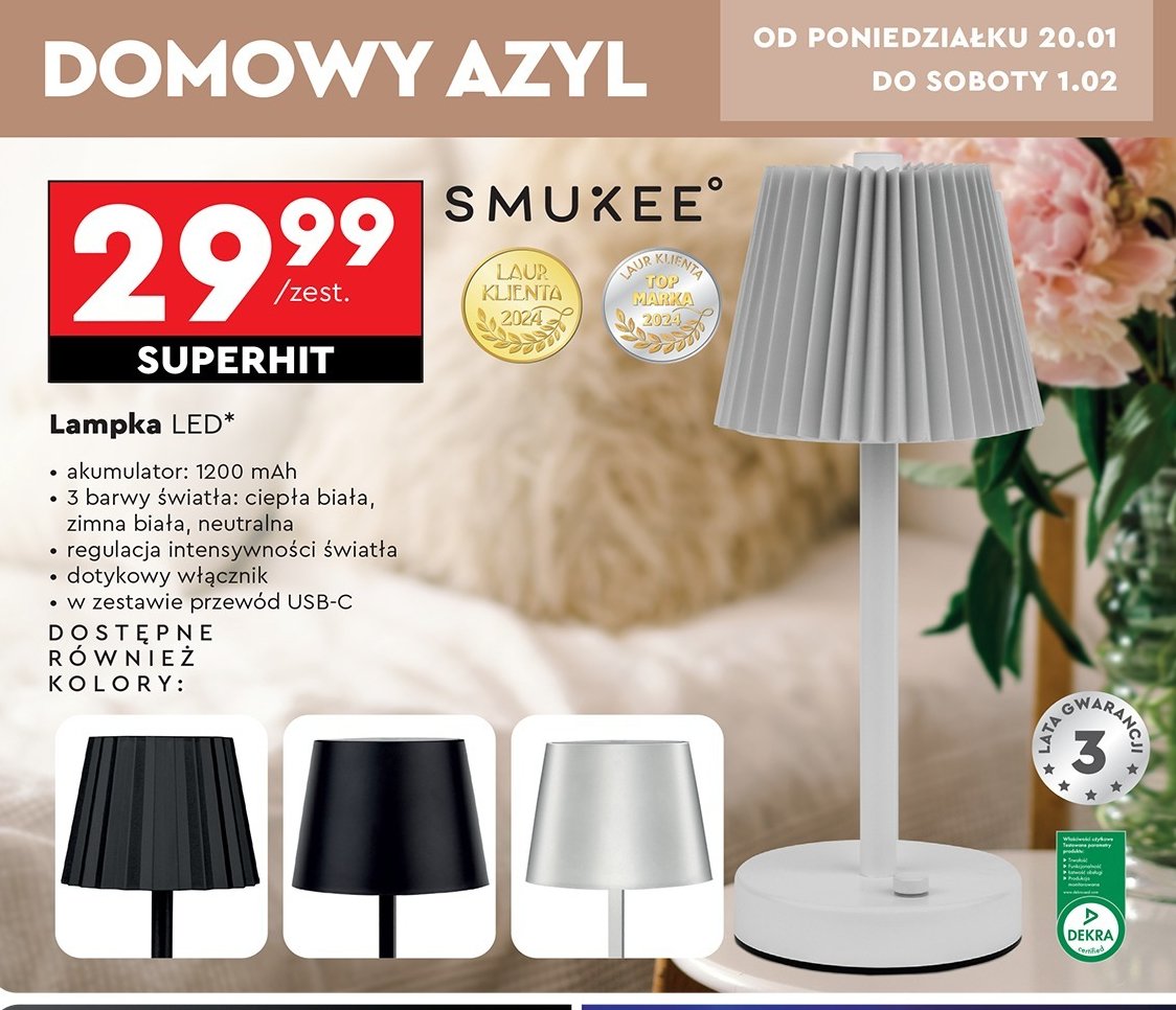 Lampka led 1200 mah Smukee promocja w Biedronka