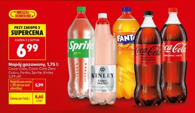Napój gazowany 1,75l Coca-Cola, Coca-Cola Zero Cukru, Fanta, Sprite, Kinley promocja w Biedronka