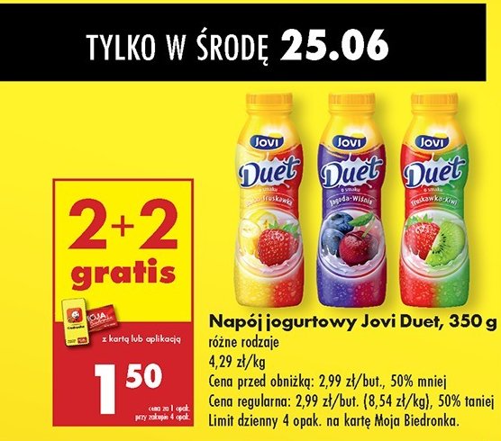 Jogurt jagoda-wiśnia Jovi duet promocja