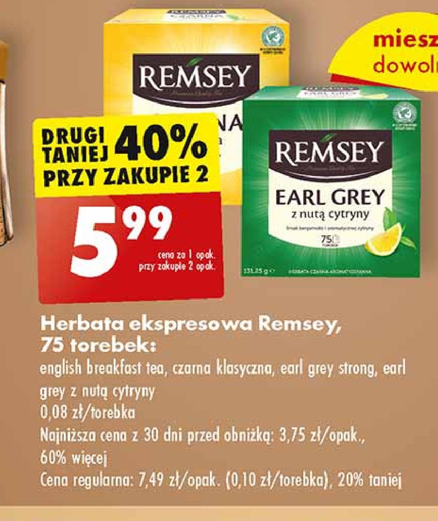 Herbata earl grey strong Remsey promocja