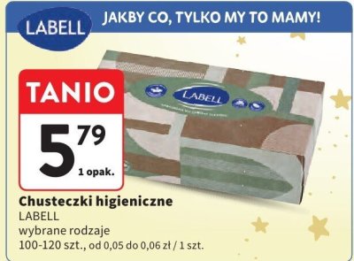 Chusteczki higieniczne LABELL, wybrane rodzaje 100-120 szt. promocja w Intermarche
