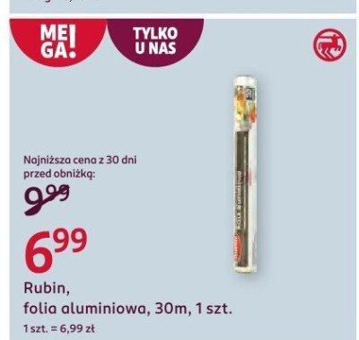 Folia aluminiowa Rubin, 30m, 1 szt. promocja w Rossmann