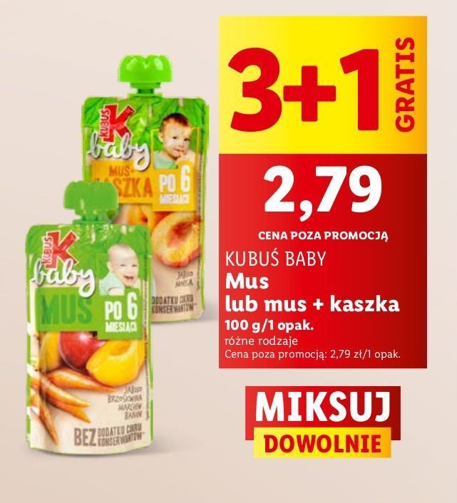 Mus+kaszka jabłko morela Kubuś baby promocja