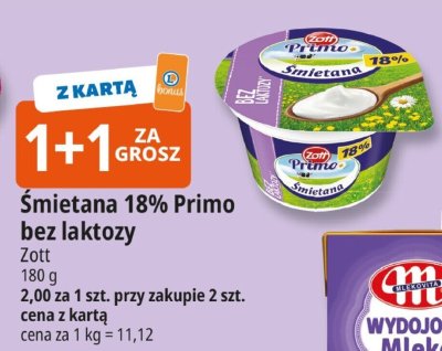 Śmietana Primo 18% bez laktozy promocja w Leclerc
