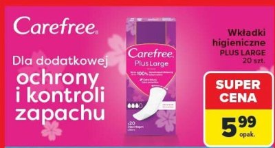 Wkładki higieniczne Plus Large 20 szt. Carefree promocja w Carrefour