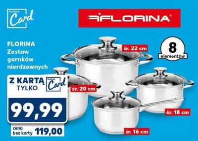 Zestaw garnków nierdzewnych Florina 8 elementów promocja w Kaufland