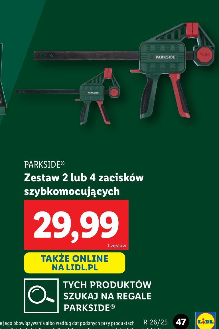 Zestaw zacisków szybkomocujących Parkside promocja w Lidl