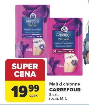 Majtki chłonne CARREFOUR rozm. M, L promocja w Carrefour