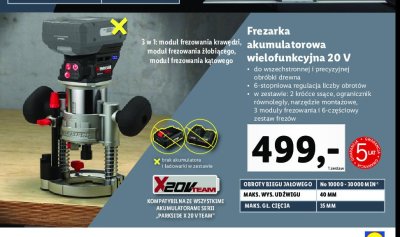 Frezarka akumulatorowa 20v Parkside promocja