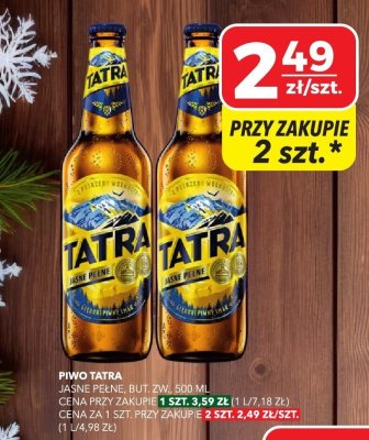 Piwo Tatra jasne pełne, but. zw. 500 ml promocja w Top Market