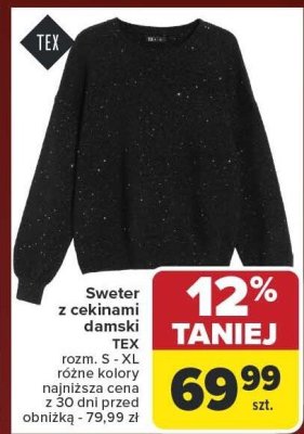 Sweter z cekinami damski TEX promocja w Carrefour