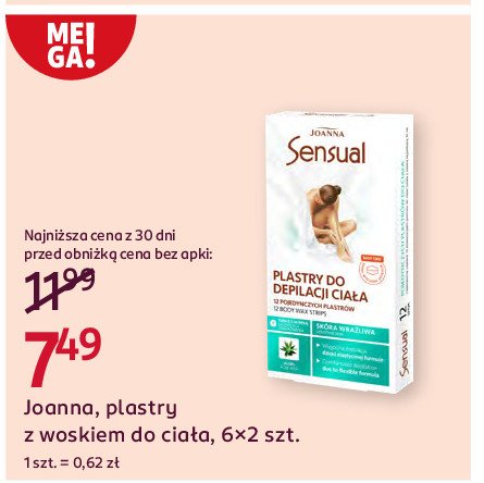 Plastry do depilacji ciała aloes skóra wrażliwa Joanna sensual promocja w Rossmann