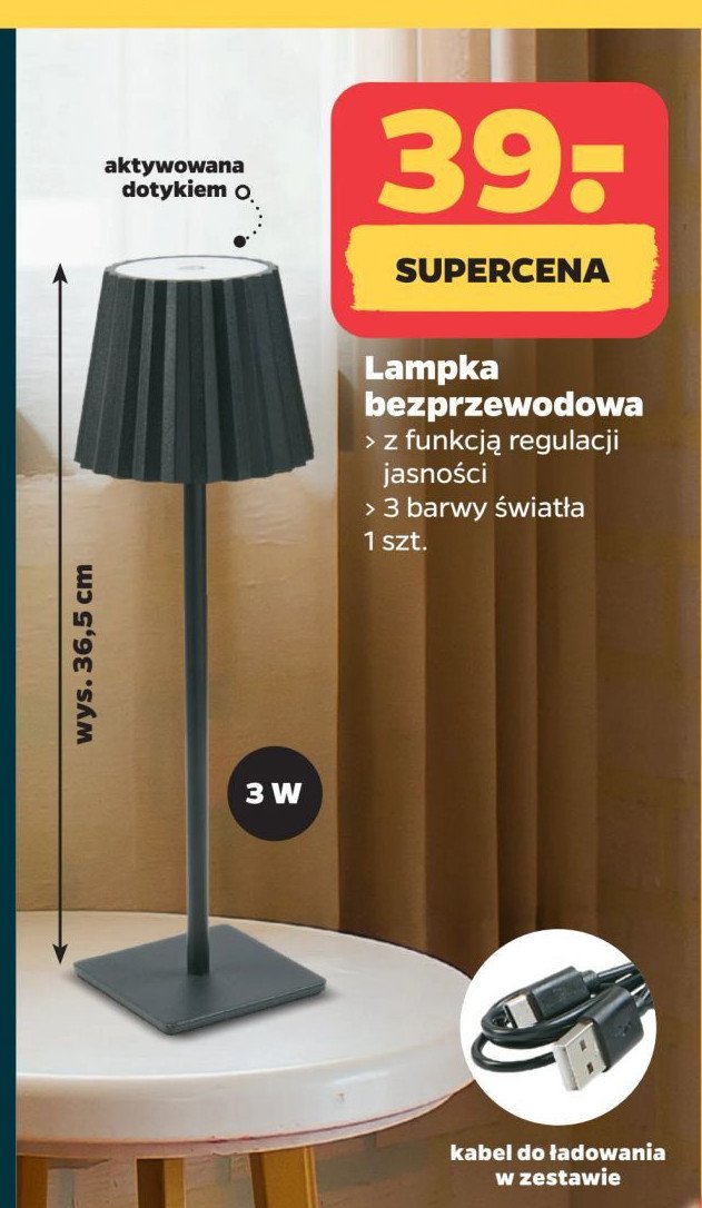 Lampka bezprzewodowa 36.5 cm promocja w Netto