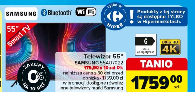 Telewizor 55" 55au7022 Samsung promocja