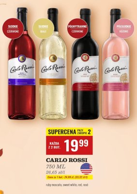 Wino Carlo Rossi 750ml sweet white promocja w Biedronka