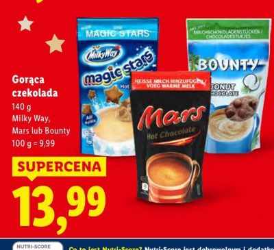 Gorąca czekolada Milky Way, Mars lub Bounty promocja w Lidl