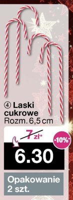 Bombki plastikowe laski cukrowe 13 cm promocja w Woolworth