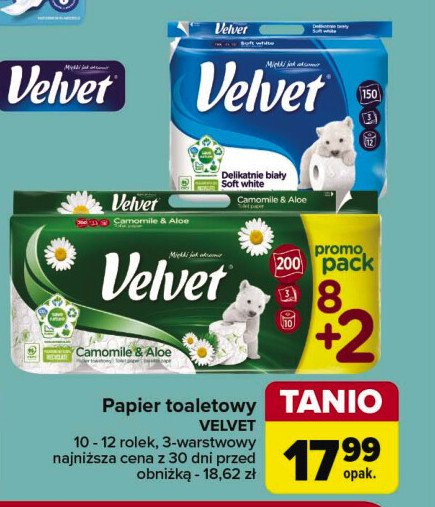 Papier toaletowy delikatnie biały VELVET PODWÓJNY XXL promocja