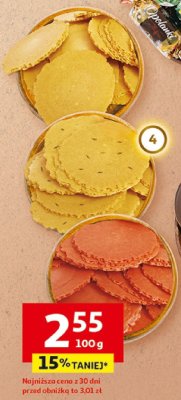 Wafle podkarpackie z masą krówkową, czekoladową, malinową, karmelową, śmietankową, cytrynową lub z galaretką promocja w Auchan