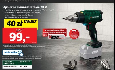 Opalarka akumulatorowa 20 v Parkside promocja