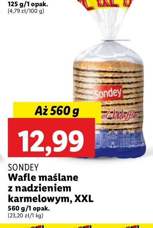 Wafle maślane z nadzieniem karmelowym Sondey promocja