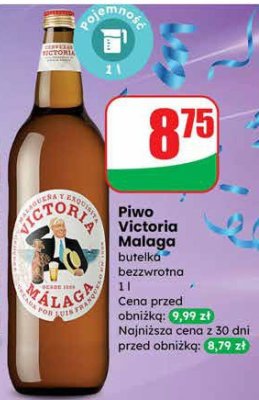 Piwo Victoria Malaga butelka bezzwrotna 1l promocja w Dino