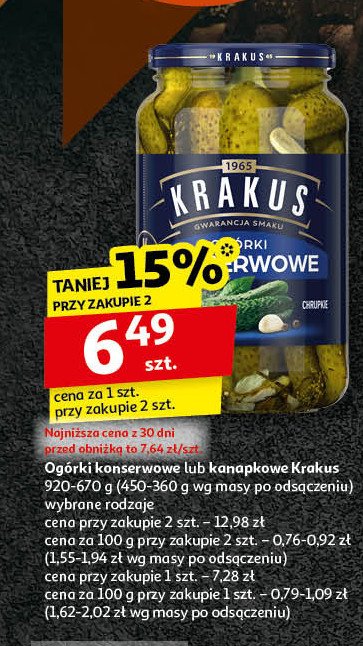 Ogórki kanapkowe Krakus maspex promocja