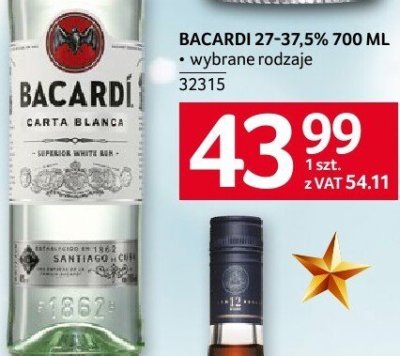 Rum Bacardi 27-37,5% 700 ml wybrane rodzaje promocja w Selgros