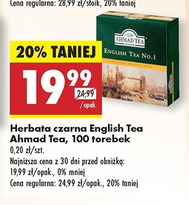 Herbata ekspresowa z zawieszką Ahmad tea london english tea no. 1 promocja w Biedronka