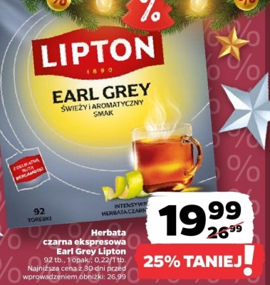 Herbata czarna ekspresowa Earl Grey Lipton promocja w Netto