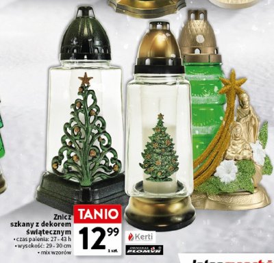 Znicz szklany z dekorem świątecznym promocja w Intermarche