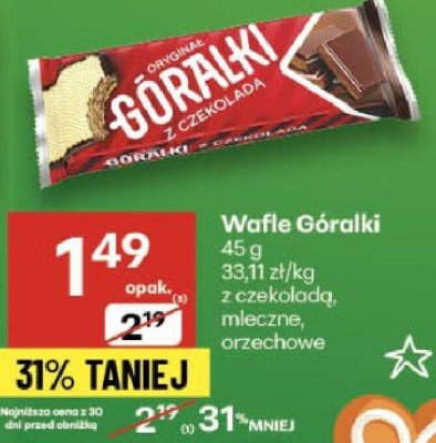 Wafle Góralki 45g z czekoladą mleczną, orzechowe promocja w Delikatesy Centrum