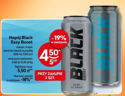 Napój energetyczny Black Easy Boost classic, tropic promocja w Żabka