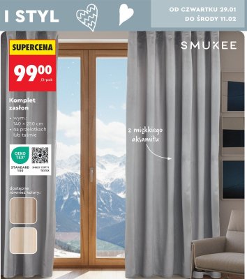 Komplet zasłon z miękkiego aksamitu promocja w Biedronka