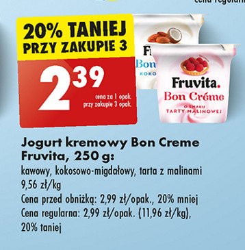 Jogurt tarta z malinami Fruvita bon creme promocja w Biedronka