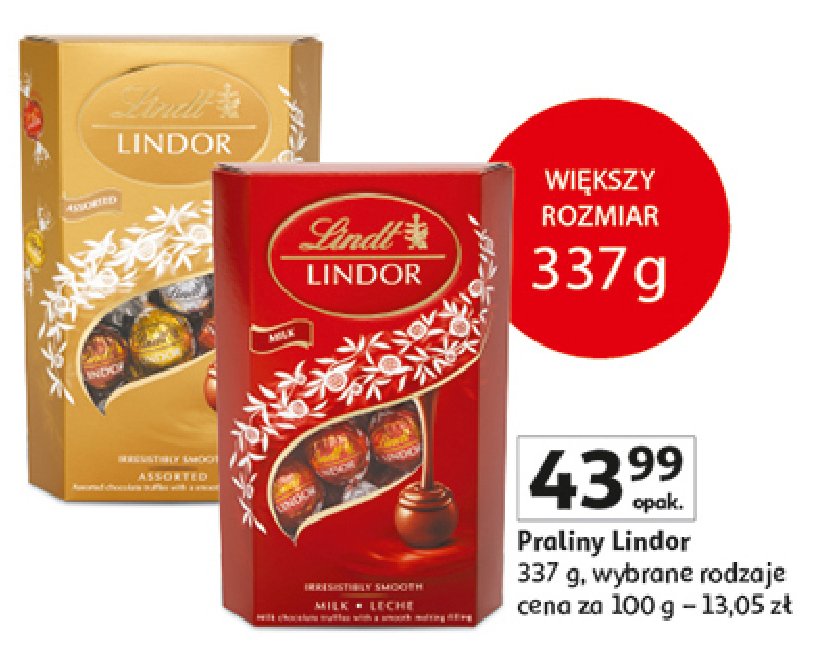 Bombonierka milk cornet Lindt lindor promocja w Auchan