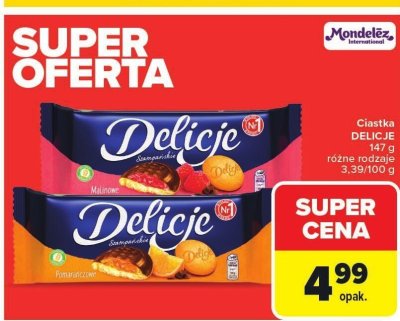 Ciastka DELICJE różne rodzaje Malinowe/Pomarańczowe promocja w Carrefour Market