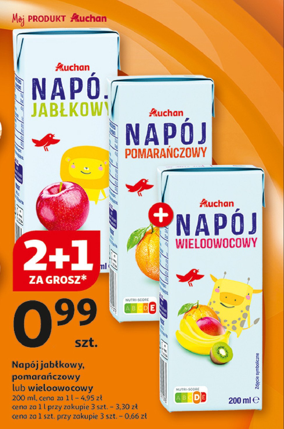 Sok jabłkowy Auchan różnorodne (logo czerwone) promocja w Auchan