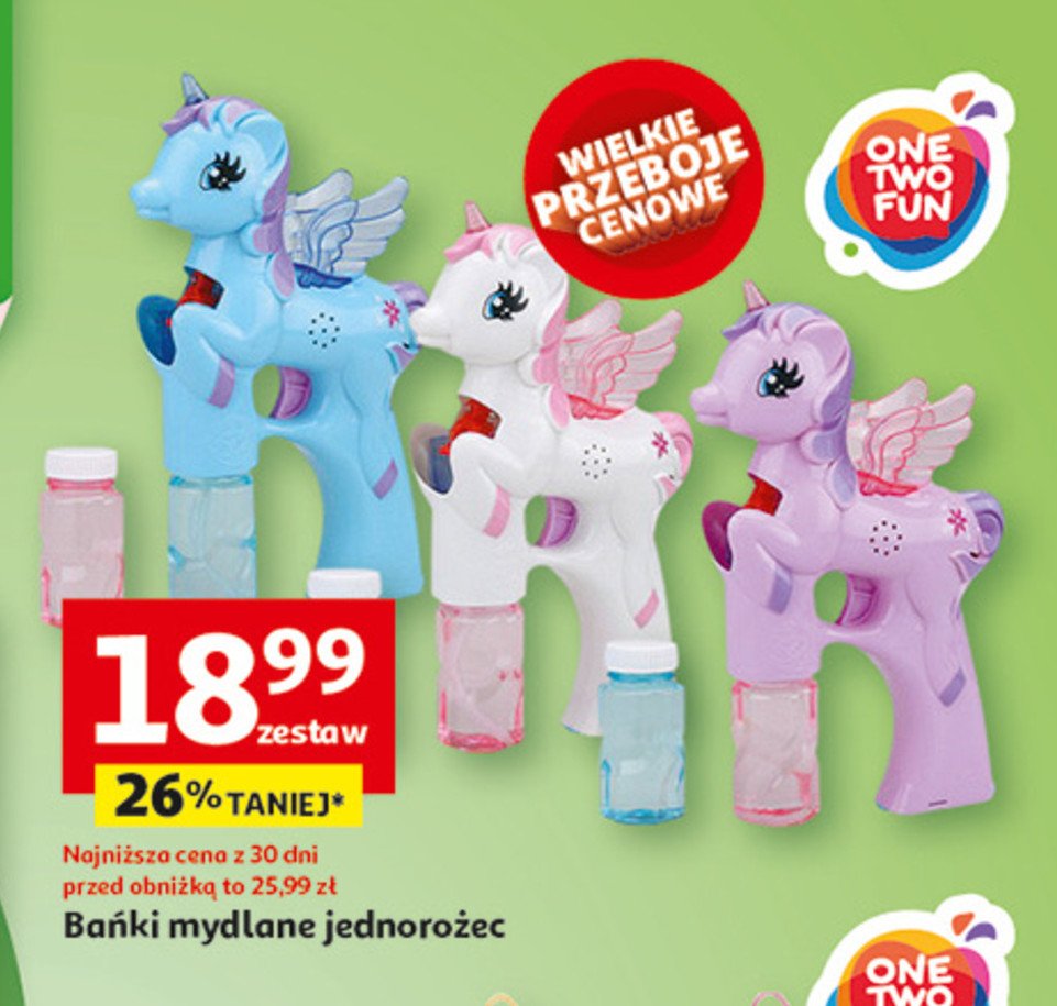 Bańki mydlane jednorożec One two fun promocja w Auchan