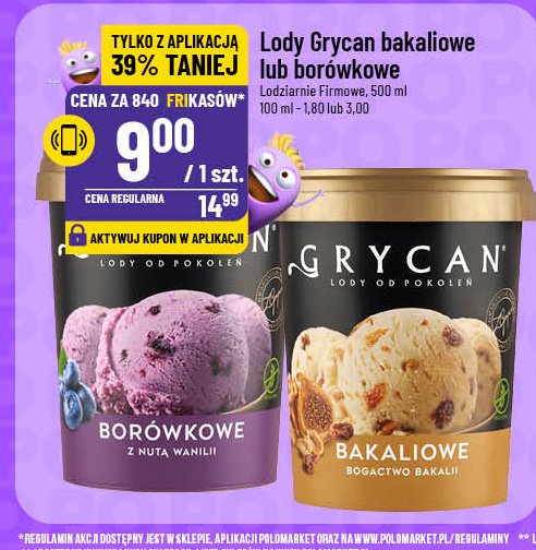 Lody bakaliowe Grycan promocja w POLOmarket