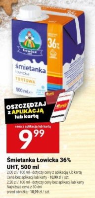Śmietanka Łowicka 36% UHT, 500 ml promocja w Twój Market