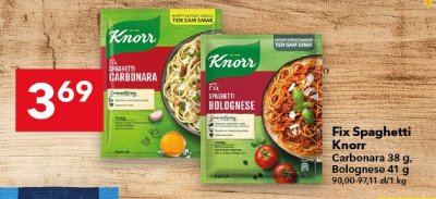 Fix Spaghetti Knorr Carbonara 38 g, Bolognese 41 g promocja w LEWIATAN