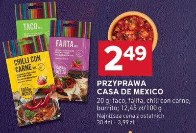 Przyprawa Casa de Mexico taco, fajita, chili con carne, burrito promocja w Stokrotka
