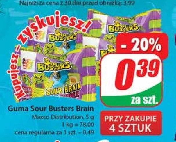 Guma sour busters brain Maxco promocja