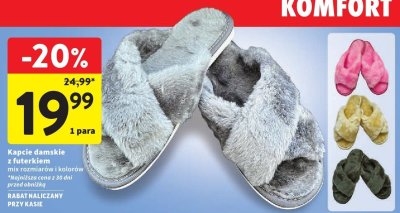 Kapcie damskie z futerkiem promocja w Intermarche