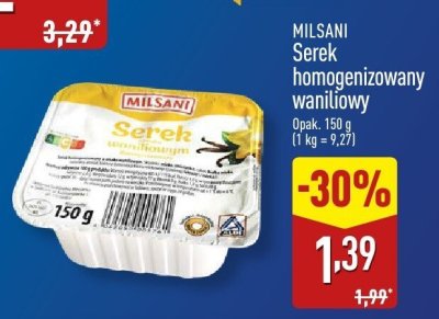 Serek homogenizowany waniliowy MILSANI promocja w Aldi