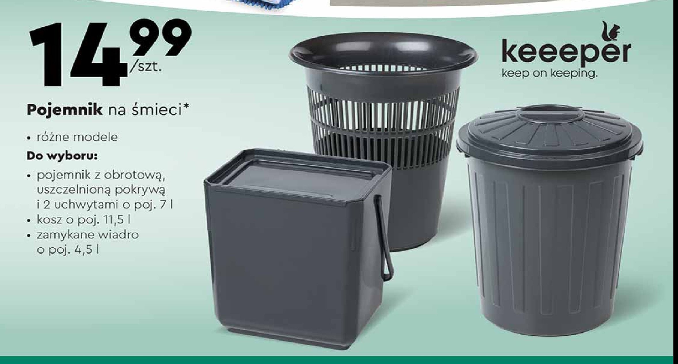 Wiadro zamykane na 艣mieci 4.5 l Keeeper promocja