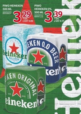 Piwo Heineken 500ml promocja w Selgros