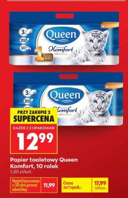 Papier toaletowy Queen Komfort 10 rolek promocja w Biedronka